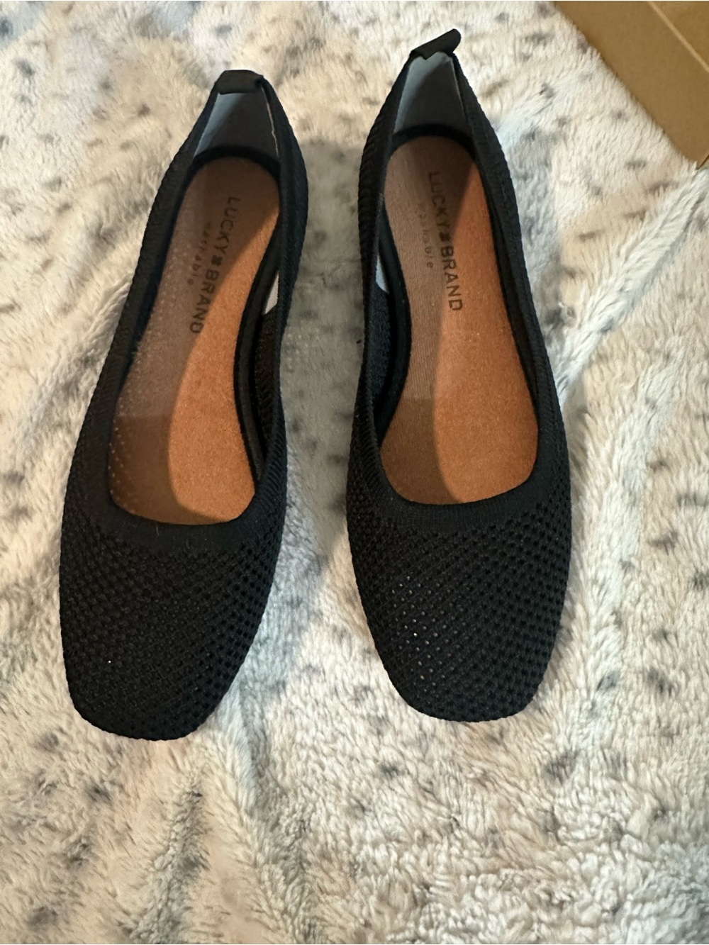Lucky Brand Black Knit Slip-On Ballet Flats